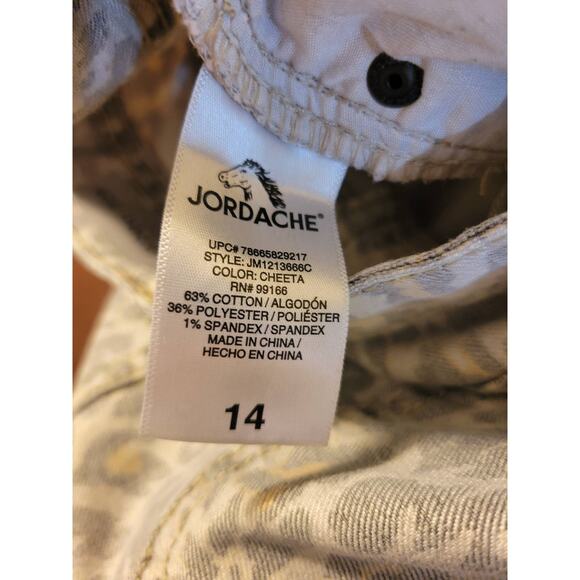 Vtg Jordache Cropped Jeans Tan Black Cheetah Print Mid Rise Skinny Size 14 - Picture 10 of 11